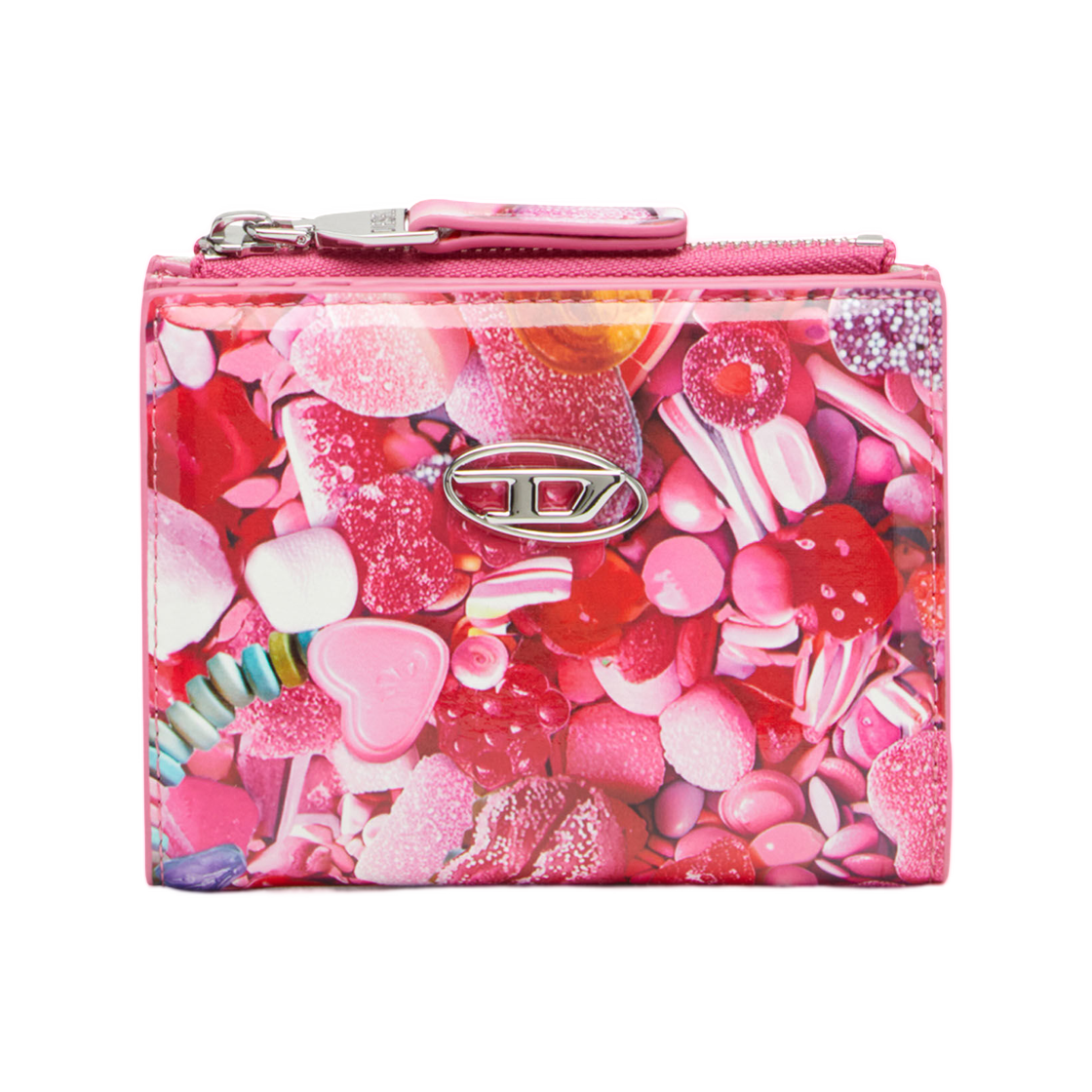 디젤 스몰 월렛 프린티드 글로시 PU 핑크(Diesel Small Wallet In Printed Glossy PU Pink)