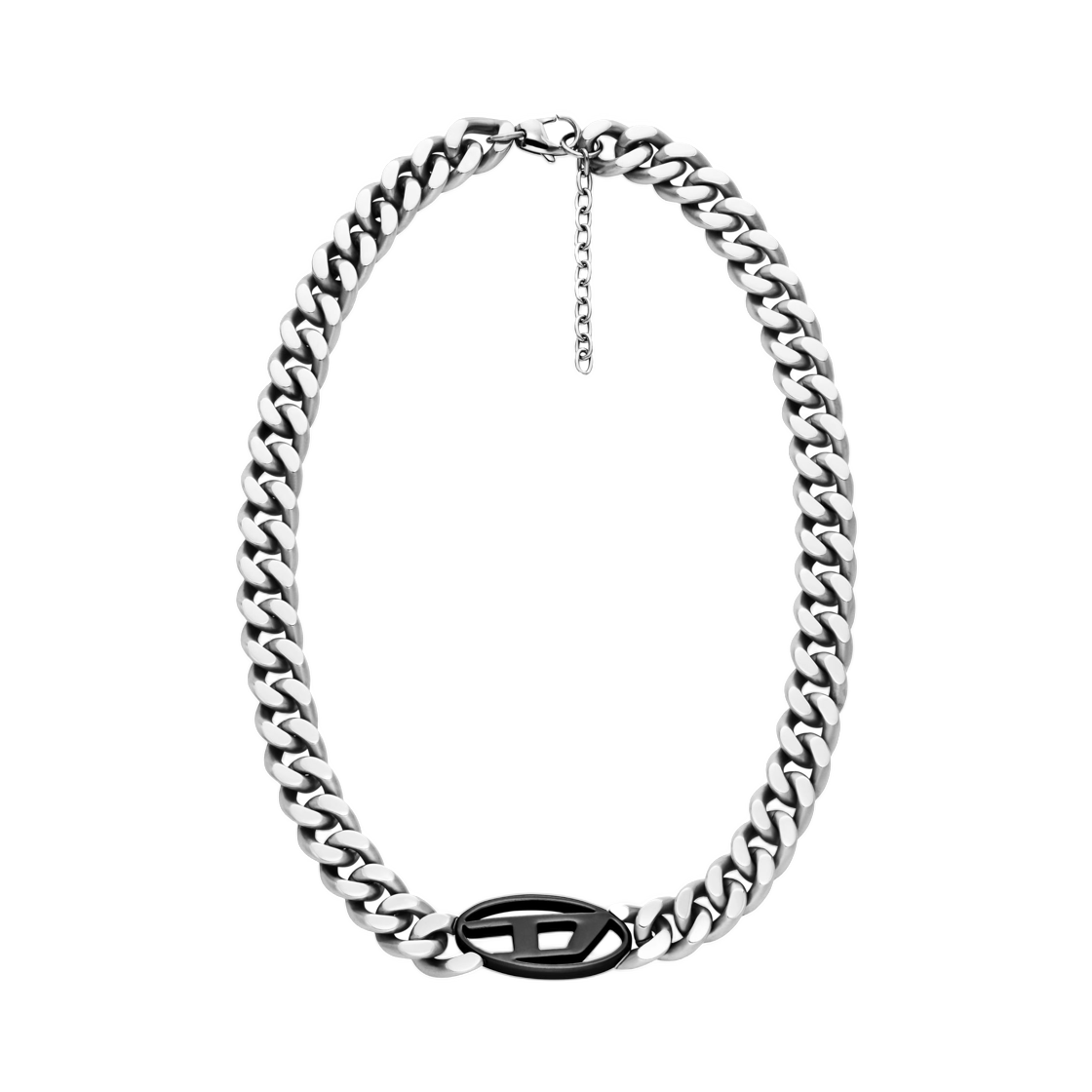 DX163500DJW-01 Diesel Two-Tone Stainless Steel Chain Necklace Silver Black