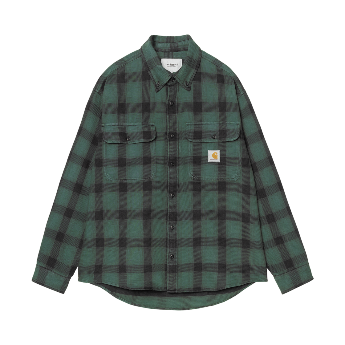 I035951-3GL-XX Carhartt WIP L/S Edmands Shirt Edmands Check Natural Kale Green