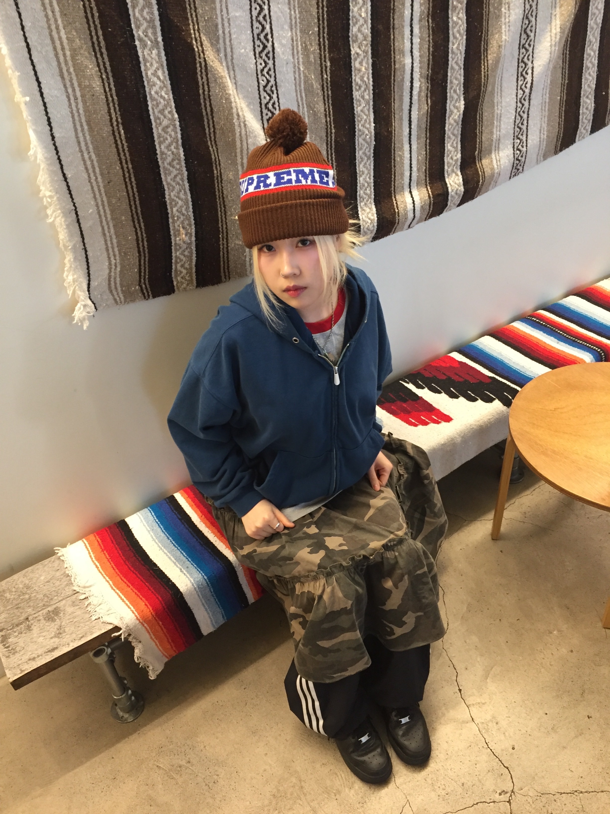 Supreme Big Stripe Beanie Brown - 24FW, (W) Hysteric Glamour On Skull Pick Necklace Silver 착용 스타일 - 1