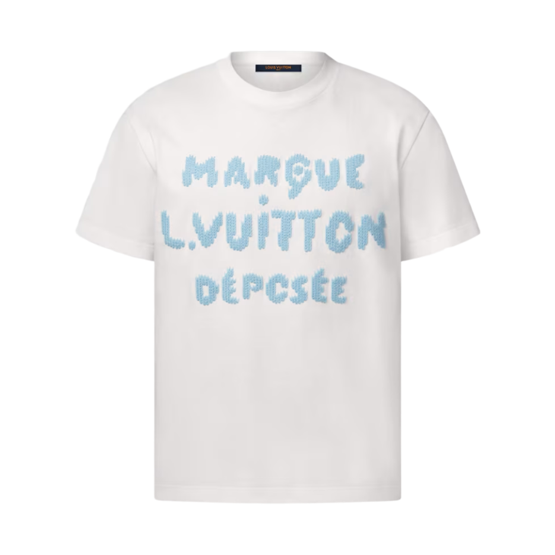 - Louis Vuitton Embroidered Signature T-Shirt Milky White