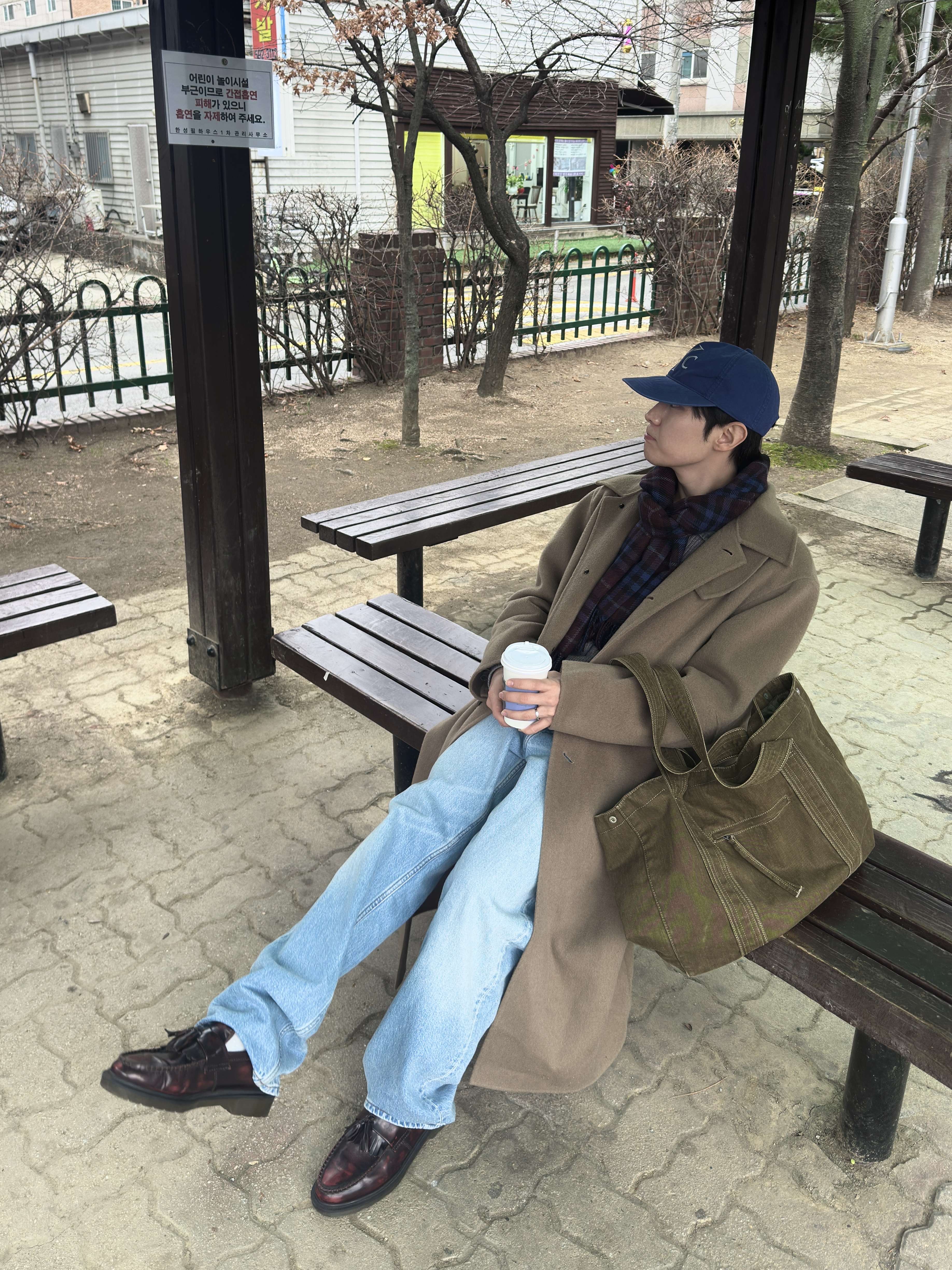 Sunday Ceremony Syc Logo 5 Panel Cotton Cap - Blue 착용 스타일 - 2