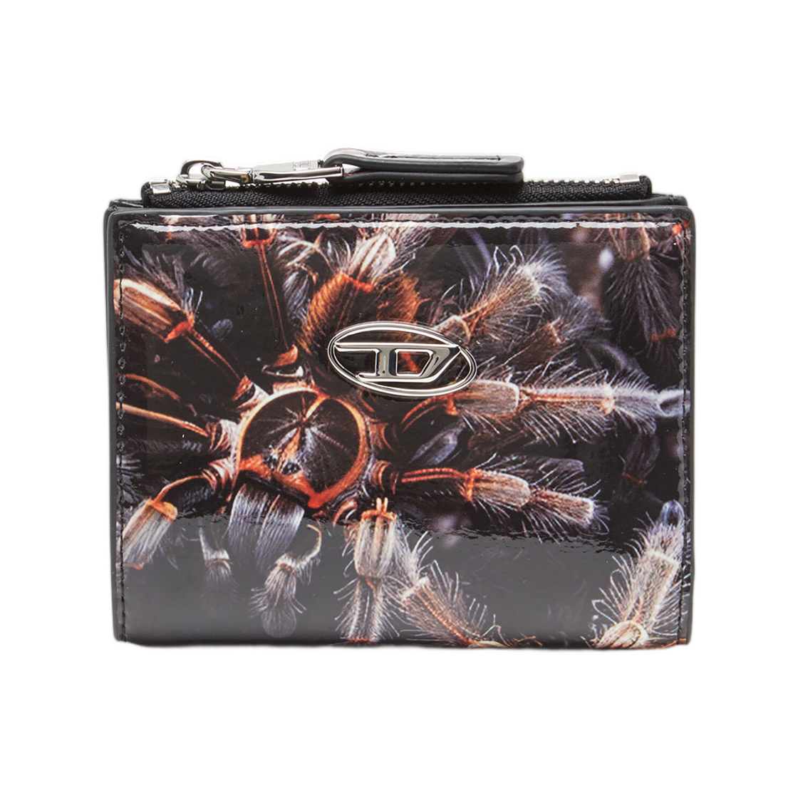 디젤 스몰 월렛 프린티드 글로시 PU 블랙 브라운(Diesel Small Wallet In Printed Glossy PU Black Brown)