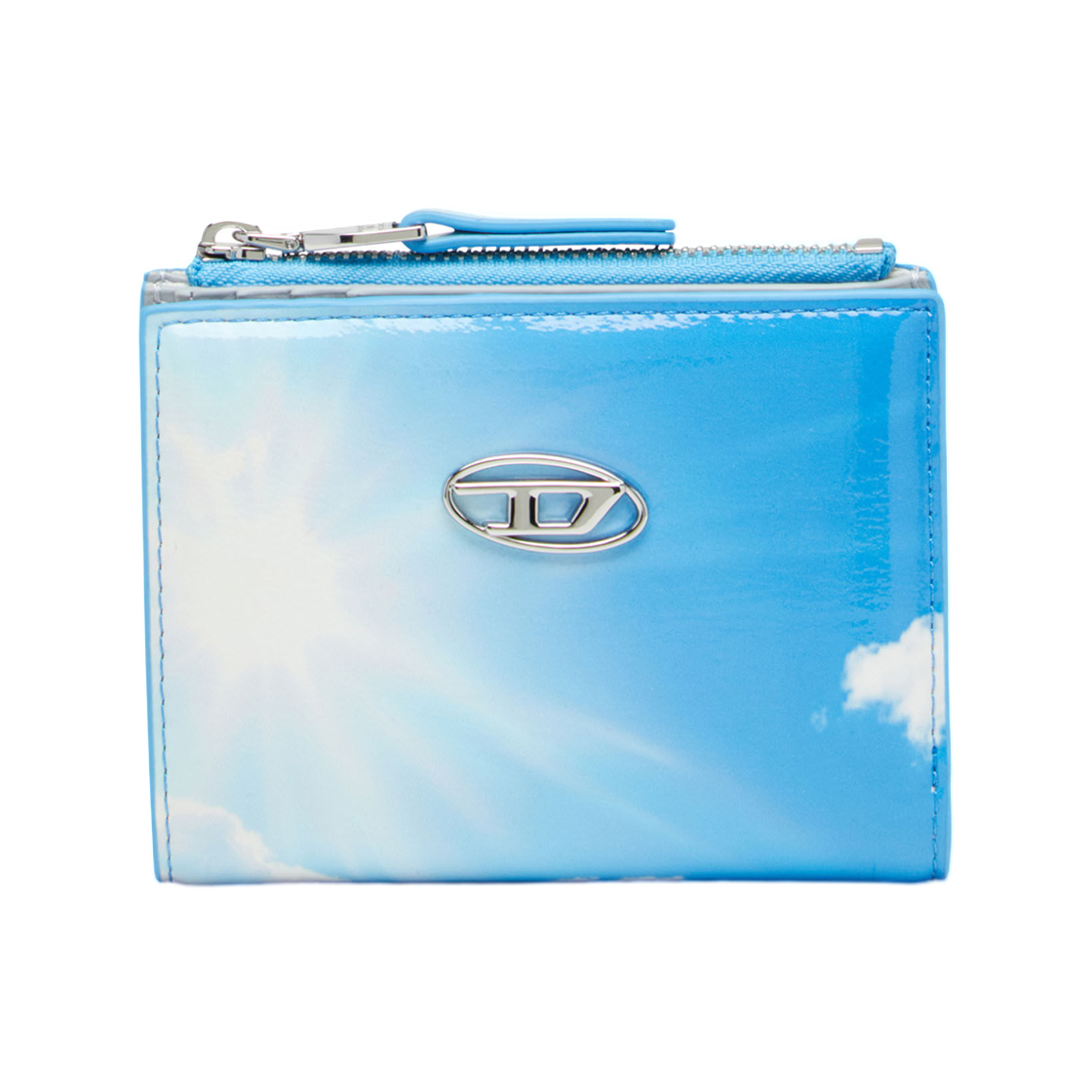 디젤 스몰 월렛 프린티드 글로시 PU 라이트 블루(Diesel Small Wallet In Printed Glossy PU Light Blue)