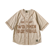 Kapital Wool Stripe Thin Great Women Baseball Shirt Kinari