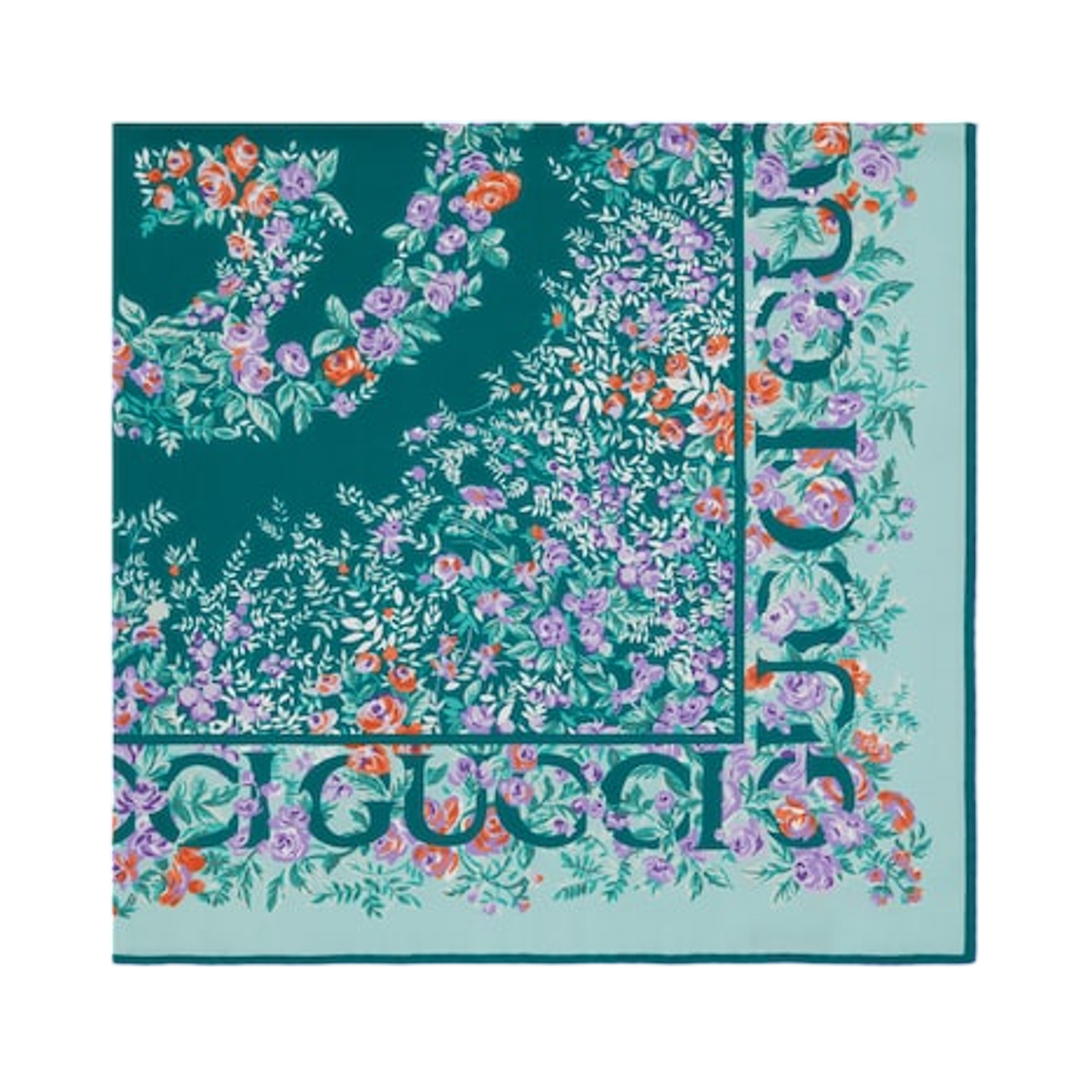 (W) 구찌 프린티드 실크 트윌 까레 아쿠아마린 라일락((W) Gucci Printed Silk Twill Carre Aquamarine Lilac) - 2