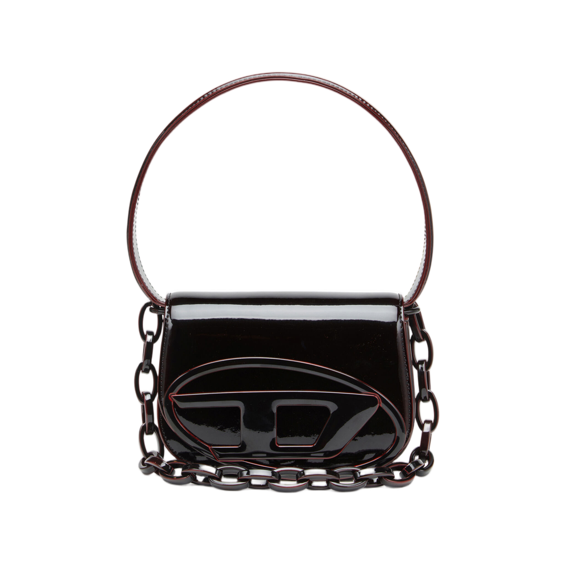 디젤 1DR-아이코닉 1DR 백 리퀴드 PU 버건디(Diesel 1DR-Iconic 1DR Bag In Liquid PU Burgundy)