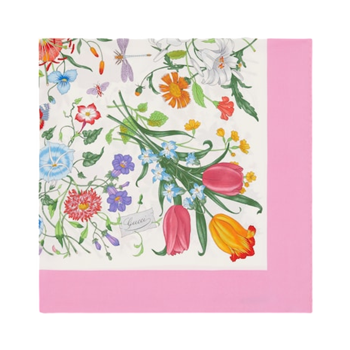 (W) 구찌 프린티드 실크 트윌 까레 핑크 멀티컬러((W) Gucci Printed Silk Twill Carre Pink Multicolor) - 2