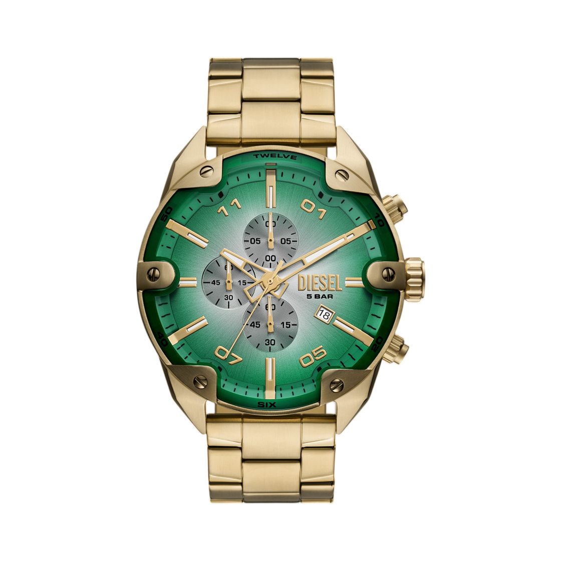 DZ468500QQQ-01 Diesel Spiked Stainless Steel Watch Gold