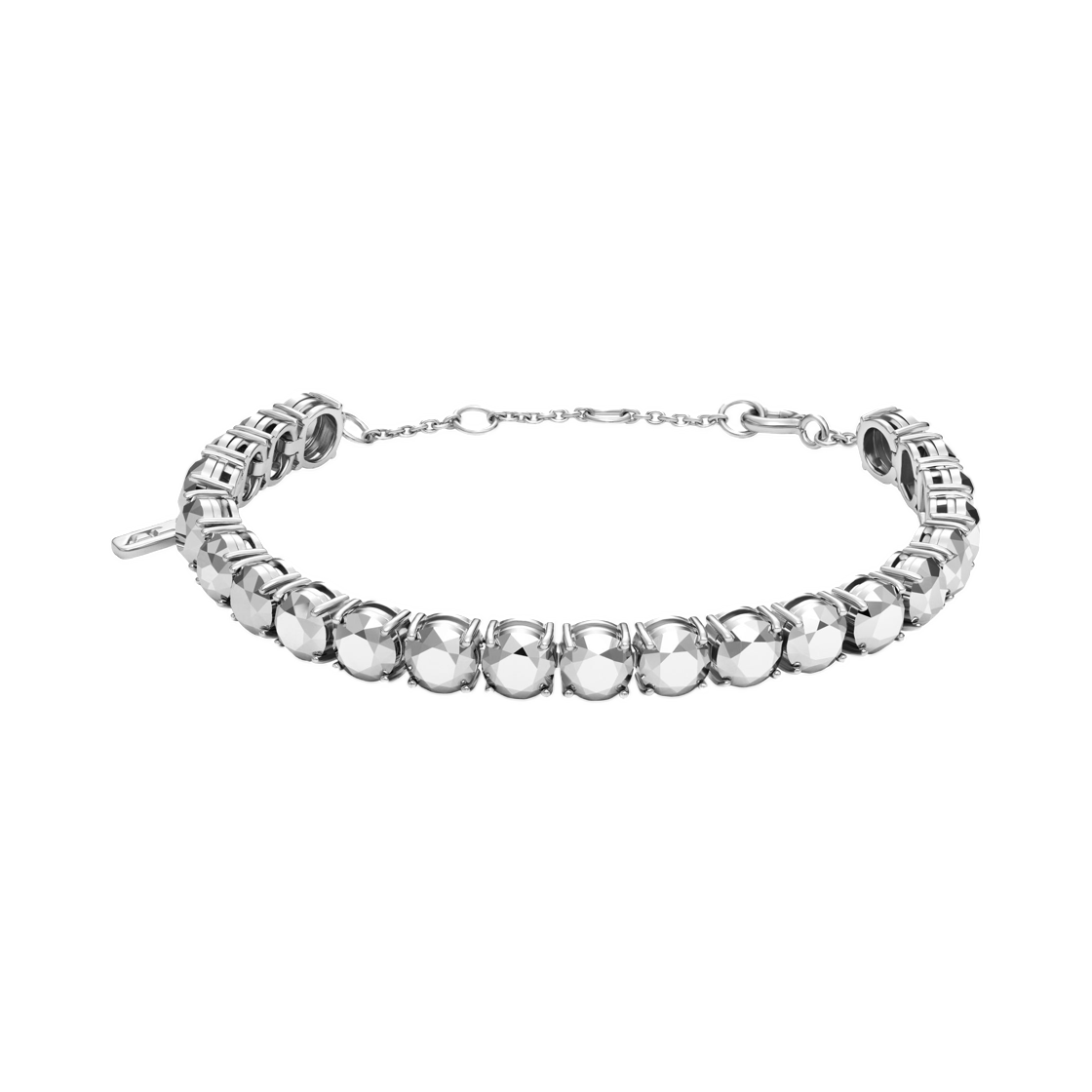 디젤 스털링 실버 다이아몬드 컷 브레이슬릿 실버(Diesel Sterling Silver Diamond Cut Bracelet Silver)