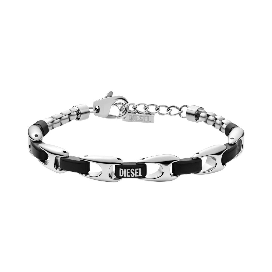 DX163400DJW-01 Diesel Two-Tone Stainless Steel Chain Bracelet Silver Black