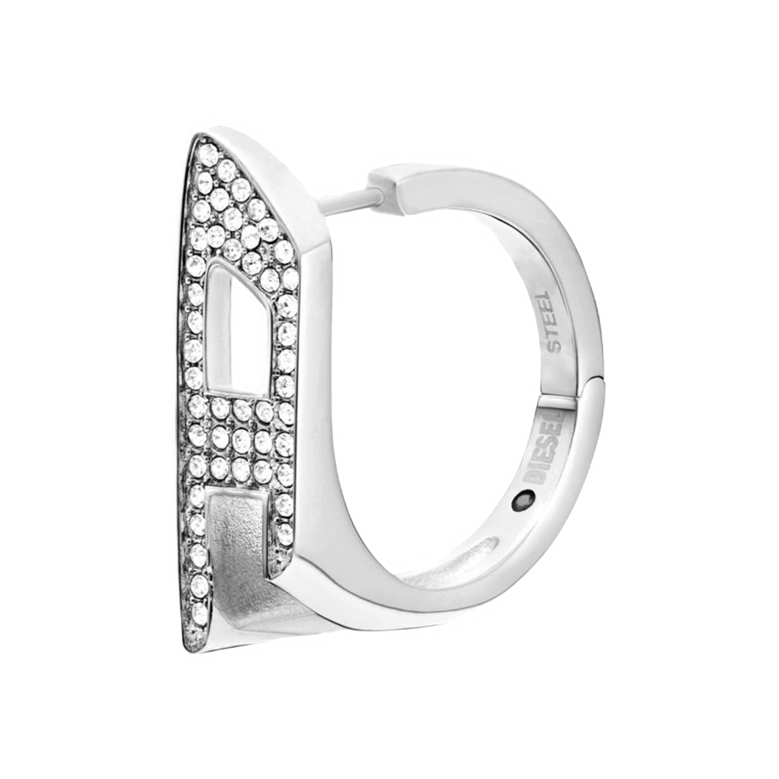 DX162800DJW-01 Diesel Stainless Steel Glitz Hoop Earring Silver