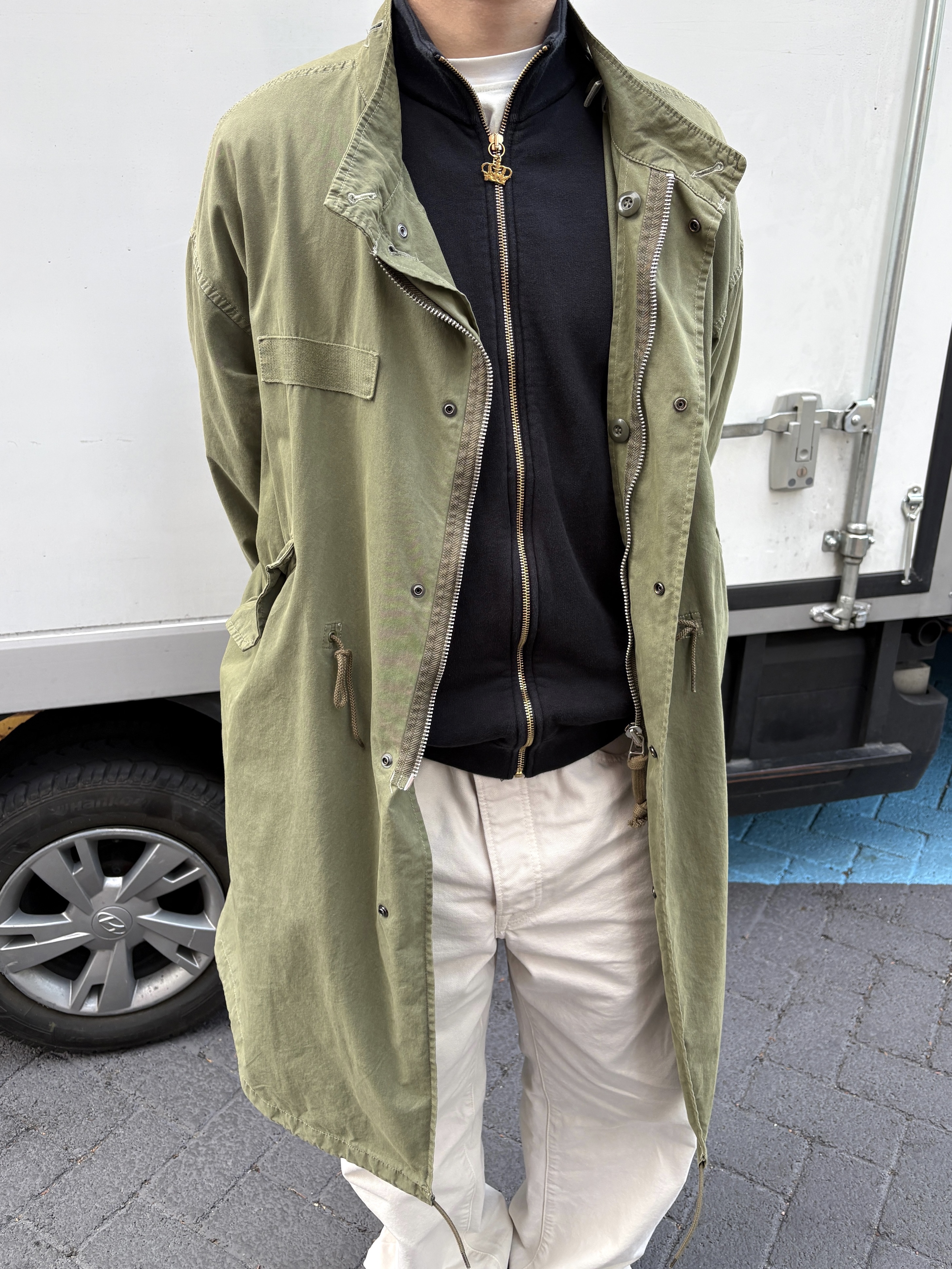 Freak's Store M-65 Liner Set Faded Olive, Stussy Denim Classic Jean Natural 착용 스타일 - 5