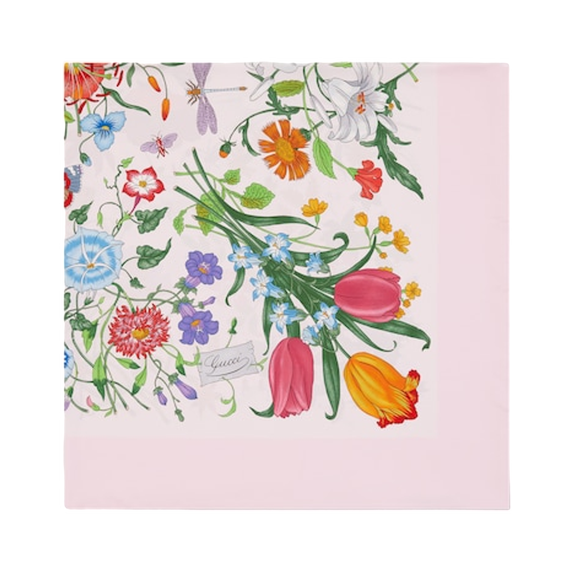 (W) 구찌 프린티드 실크 트윌 까레 라이트 핑크 핑크((W) Gucci Printed Silk Twill Carre Light Pink Pink) - 2