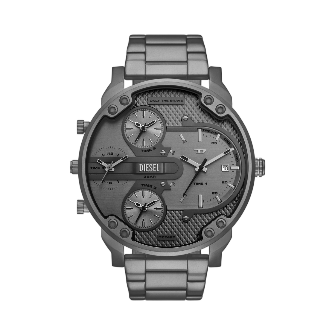 디젤 미스터 대디 슬림 멀티 무브먼트 그레이 스테인리스 스틸 워치 다크 그레이(Diesel Mr. Daddy Slim Multi Movement Gray Stainless Steel Watch Dark grey)