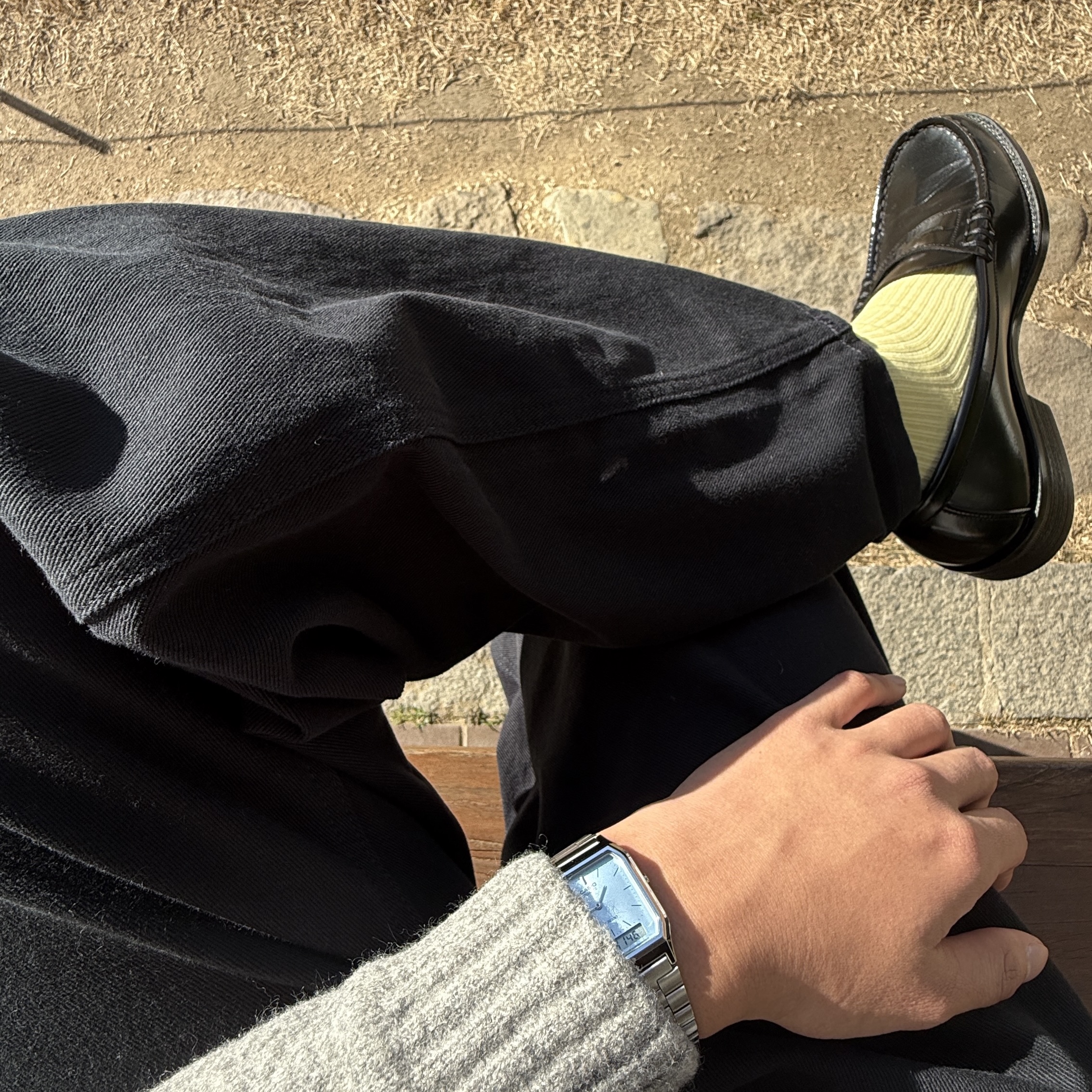 Casio AQ-230A-2A1MQY, Haruta HS-6550 Penny Loafer Black 착용 스타일