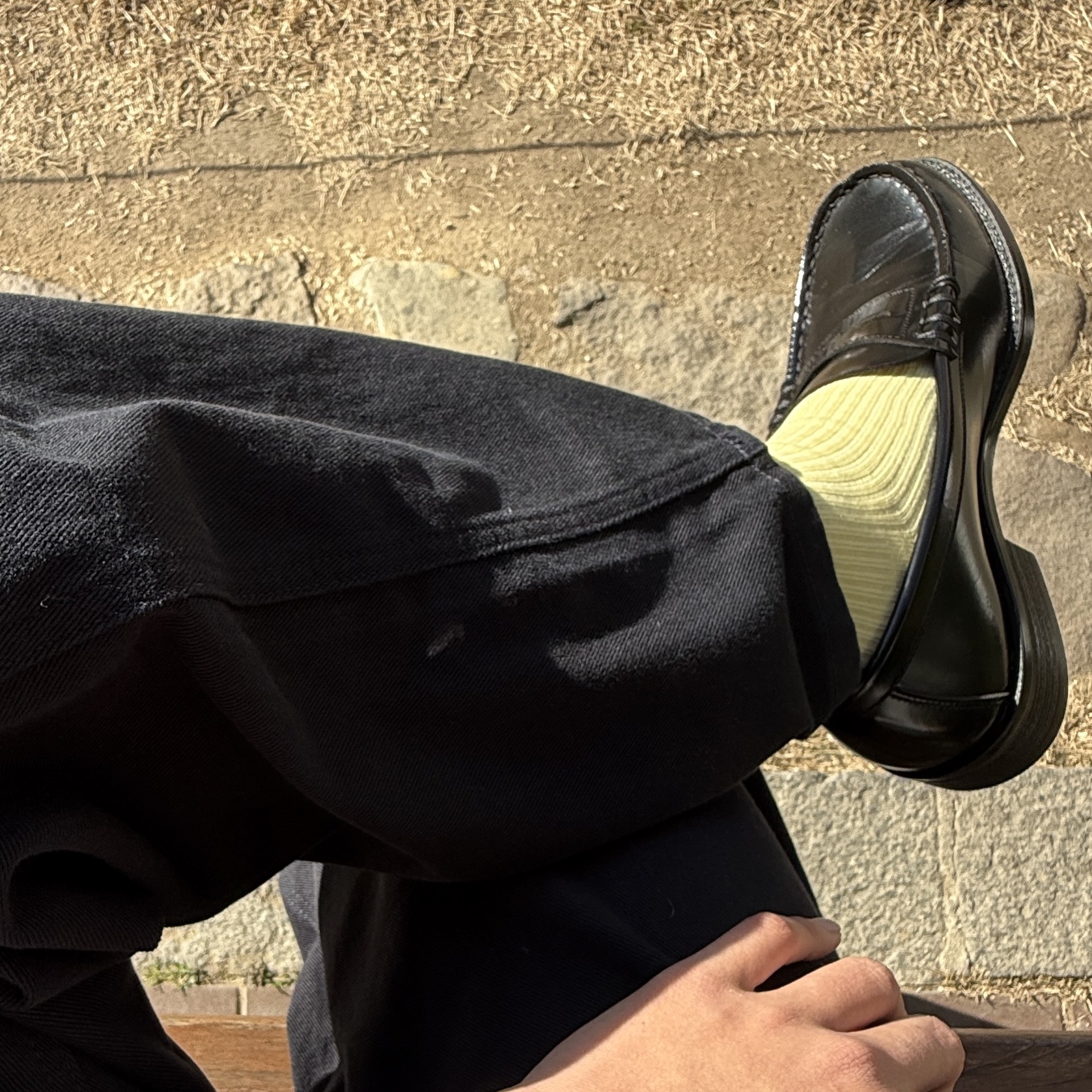 Haruta HS-6550 Penny Loafer Black 착용 스타일 - 2
