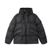 Stone Island 4100062 Light Nylon Tela Hand Sprayed Reflective Anti-Drop Lightweight Hooded Down Jacket Black - 26SS