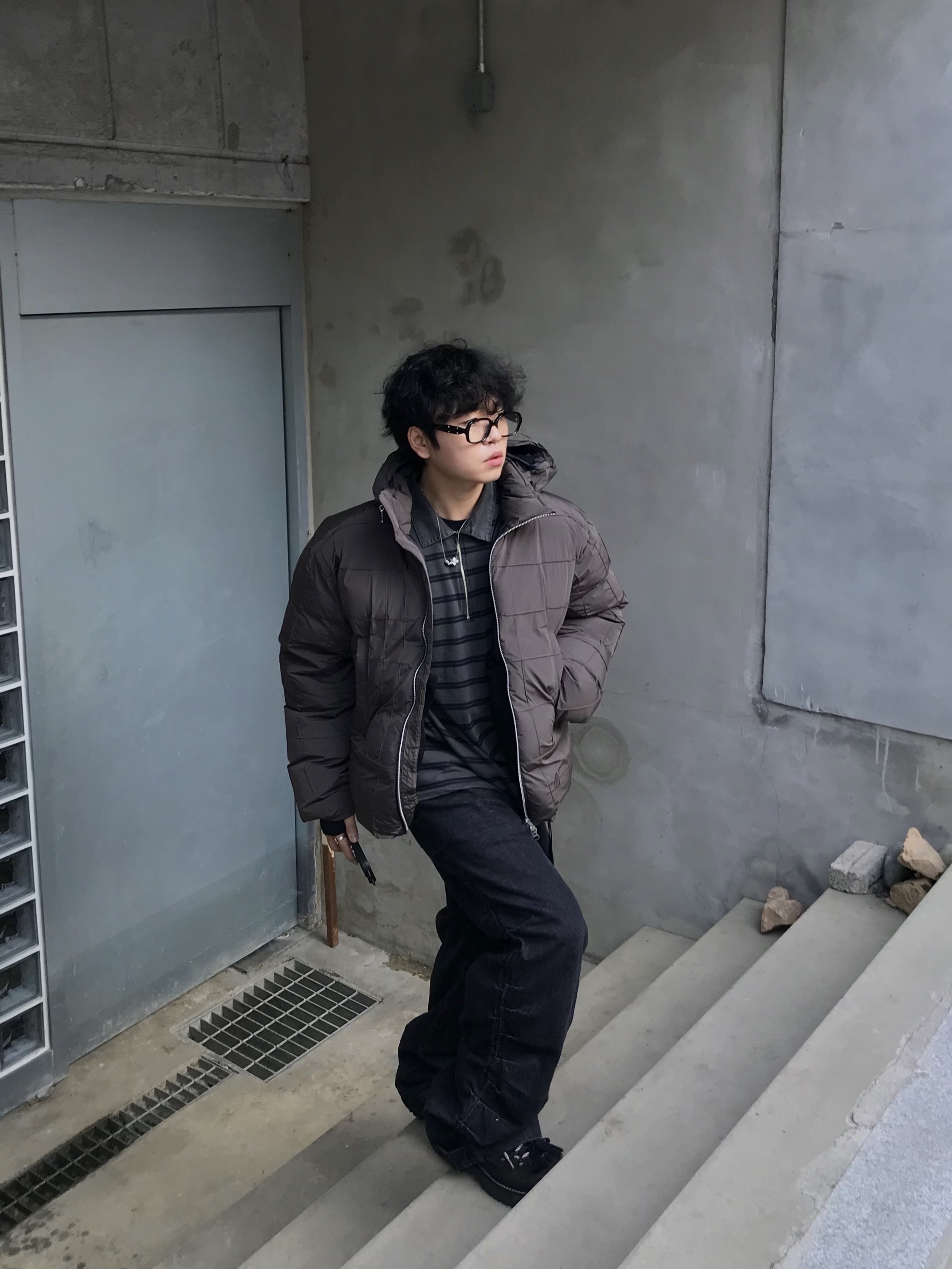 Gentle Monster x Maison Margiela MM114 Black Clear, Hono Report Twin Flowers Necklace 착용 스타일 - 1