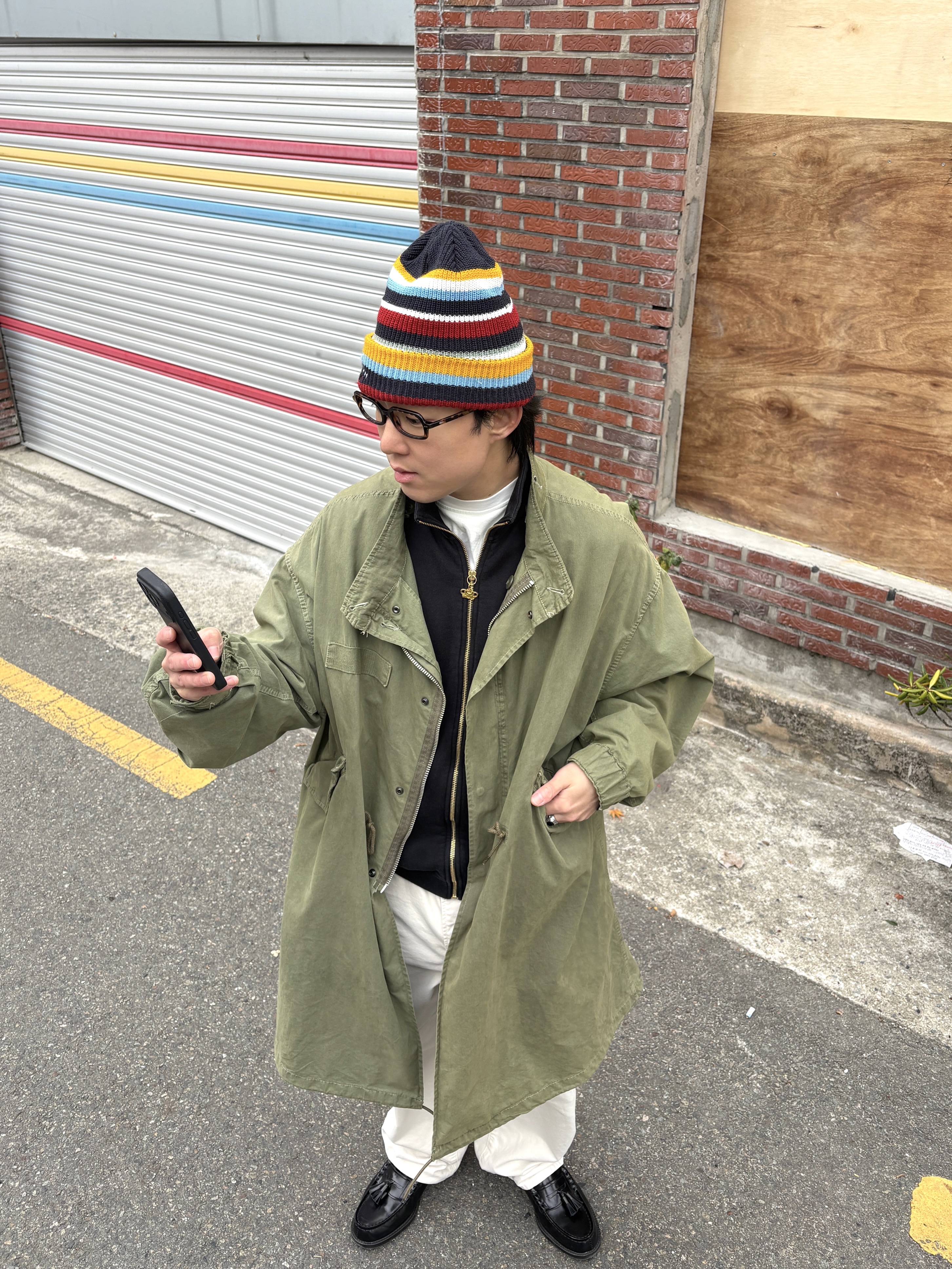 Freak's Store M-65 Liner Set Faded Olive, Stussy Denim Classic Jean Natural 착용 스타일 - 7