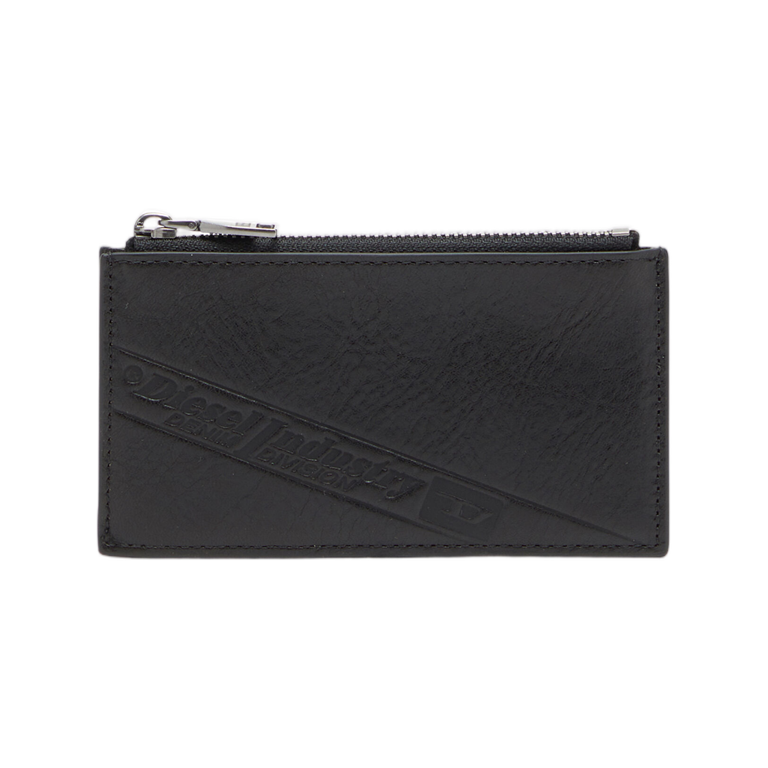 디젤 레더 카드 홀더 집 클로저 블랙(Diesel Leather Card Holder With Zip Closure Black)