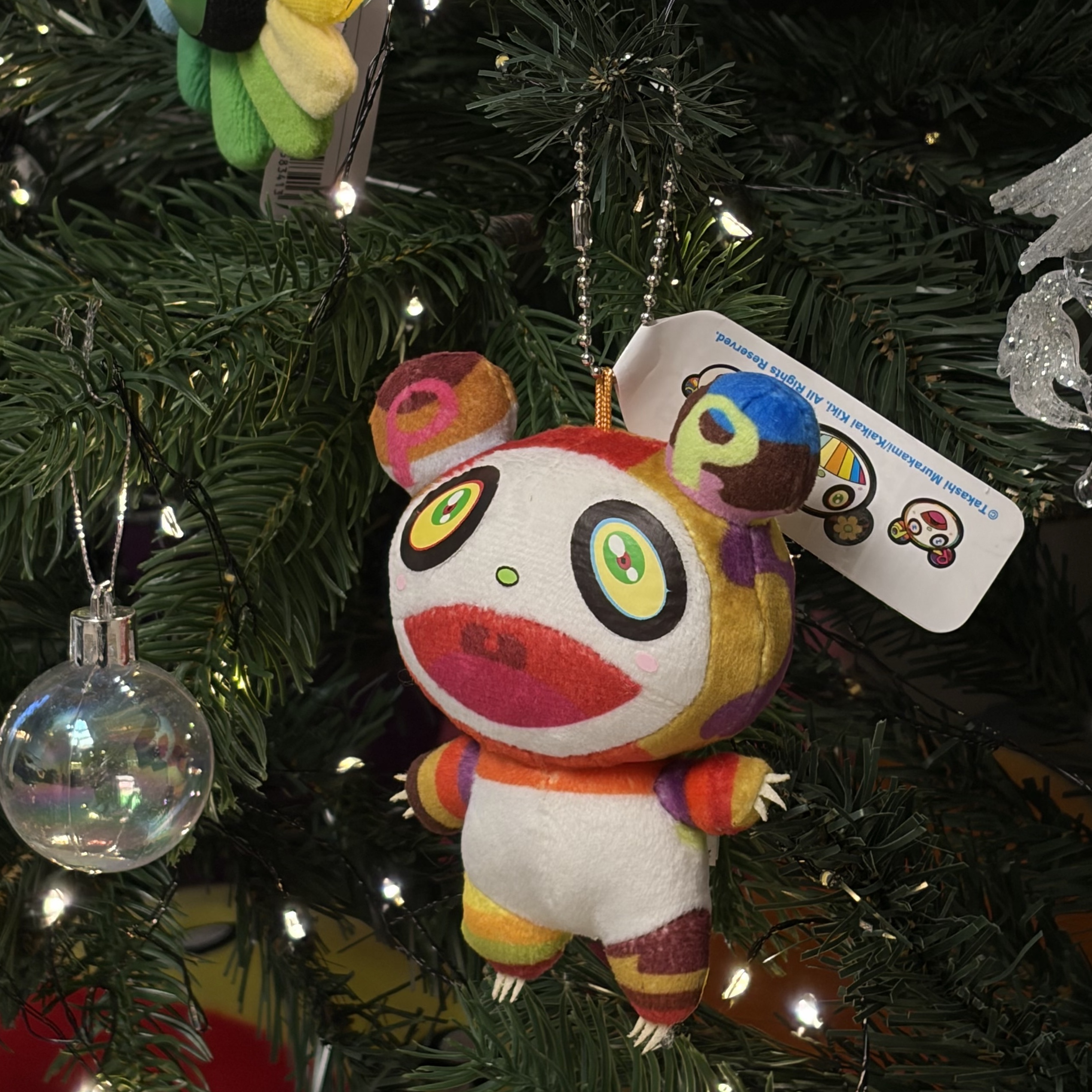 Kaikai Kiki Mini Panda Plush Keychain Red Mouth 착용 스타일