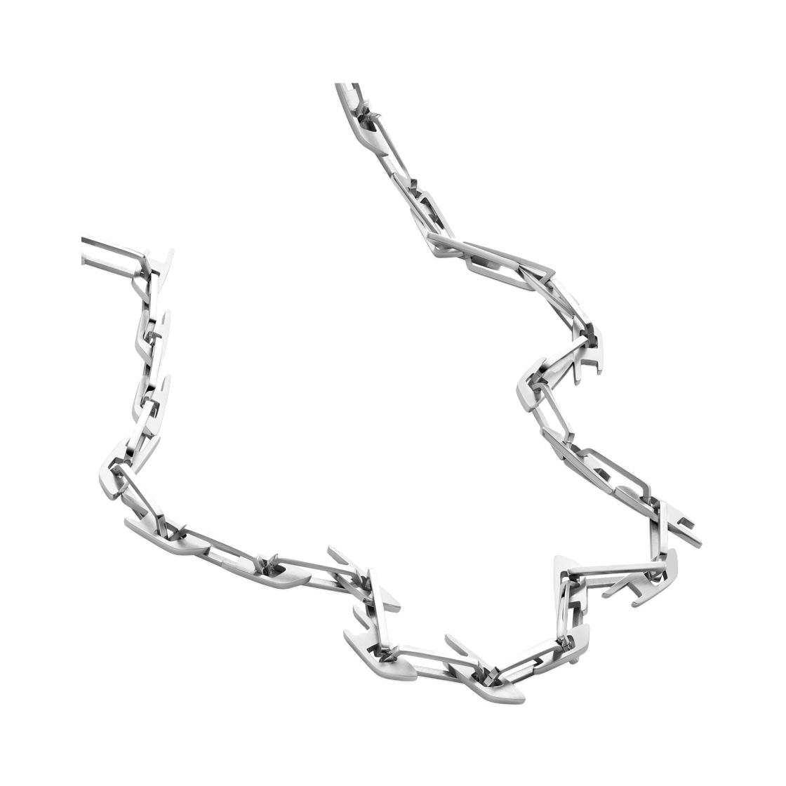 DX153700DJW-01 Diesel Interlocking D Logo Stainless Steel Chain Necklace Silver