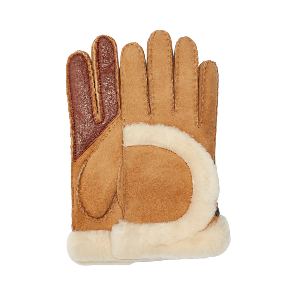 20027-CHE (W) UGG Sheepskin Exposed Seam Gloves Chestnut