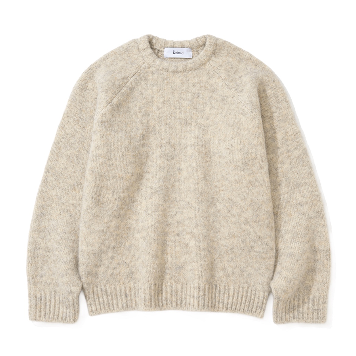 Knitted Boucle Reglan Crop Round Knit Oatmeal 착용 스타일 - 6