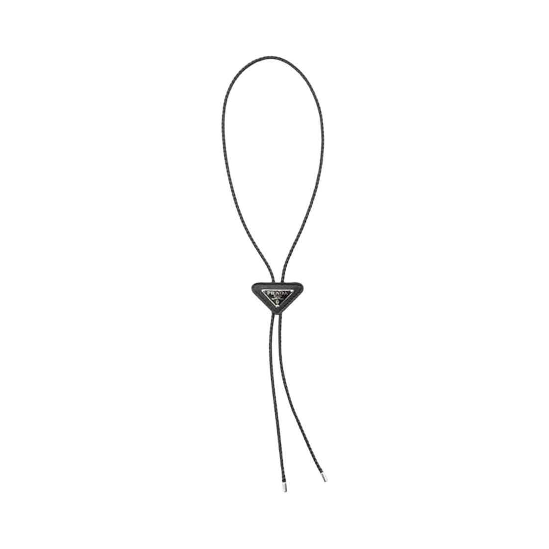 프라다 트라이앵글 로고 클래식 레더 타이 블랙(Prada Triangle Logo Classic Leather Tie Black)