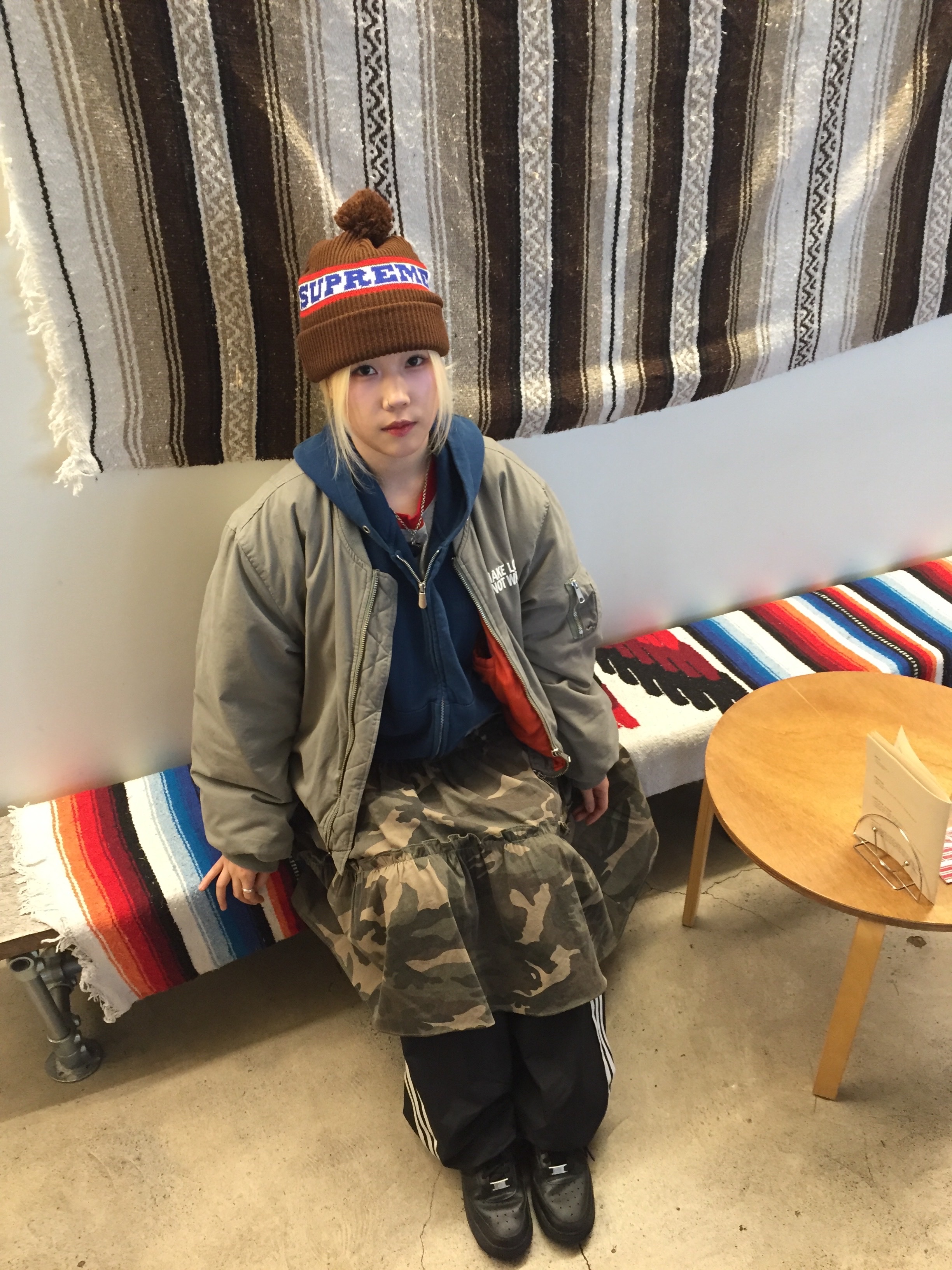 Supreme Big Stripe Beanie Brown - 24FW, (W) Hysteric Glamour On Skull Pick Necklace Silver 착용 스타일 - 3