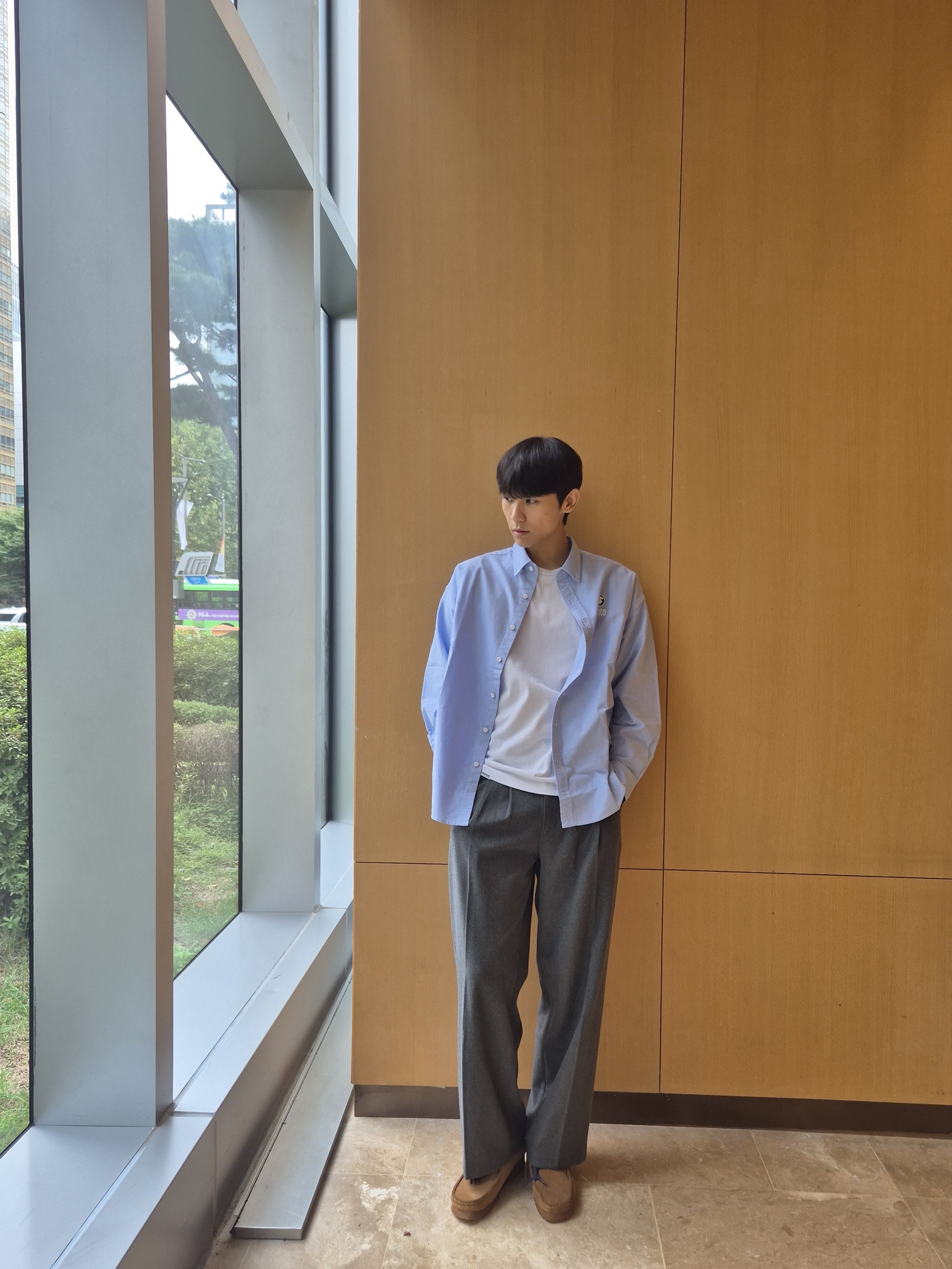 AAPE Now Long Sleeve Shirt Blue - 25FW 착용 스타일 - 3