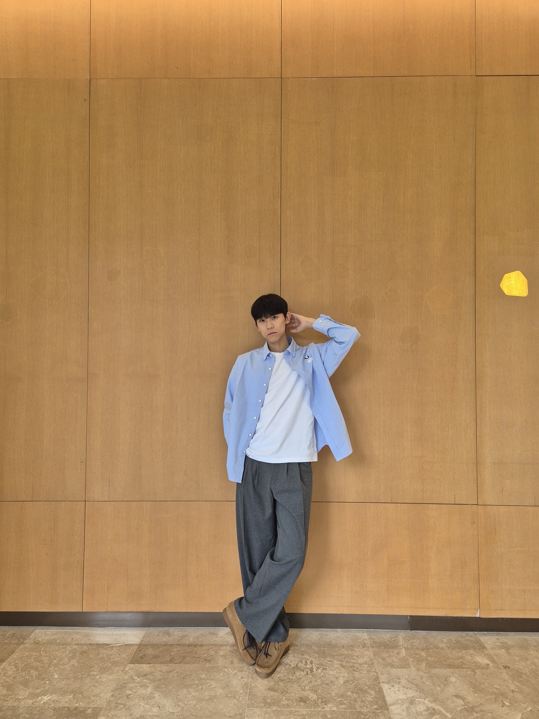 AAPE Now Long Sleeve Shirt Blue - 25FW 착용 스타일 - 5