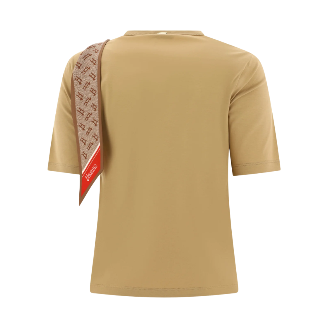 (W) 에르노 스카프 디테일 코튼 티셔츠 샌드((W) Herno Scarf Detail Cotton T-Shirt Sand) - 2
