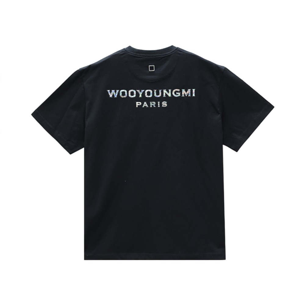W251TS08708B [15%쿠폰]Wooyoungmi Mother-of-Pearl Back Logo Short Sleeve T-Shirt Black