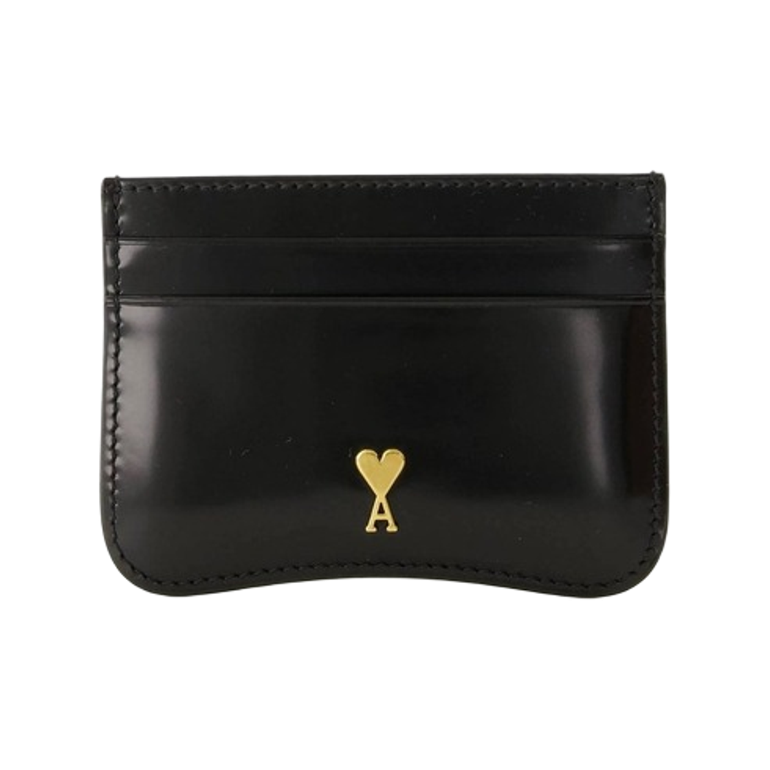 아미 스몰 하트 로고 스무스 레더 카드 홀더 블랙 골드(AMI de Coeur Card Holder in Smooth Leather Black Gold)