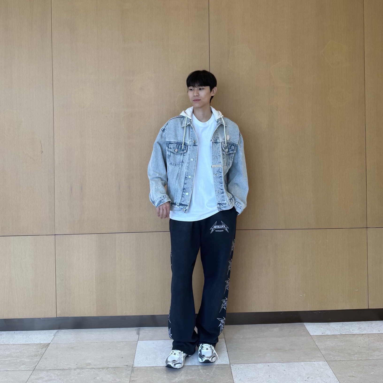 Represent x Metallica 40 Year Anniversary Sweat Pants Stained Black - 25SS 착용 스타일 - 8