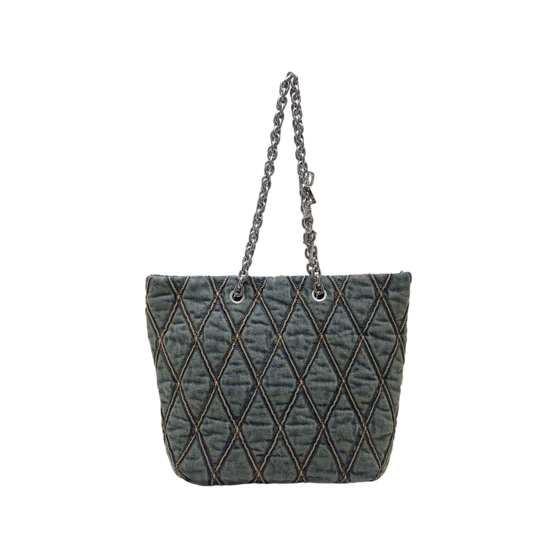 디젤 참-D-토트백 퀼티드 데님 다크 블루(Diesel Charm-D-Tote Bag In Quilted Denim Dark Blue) - 1