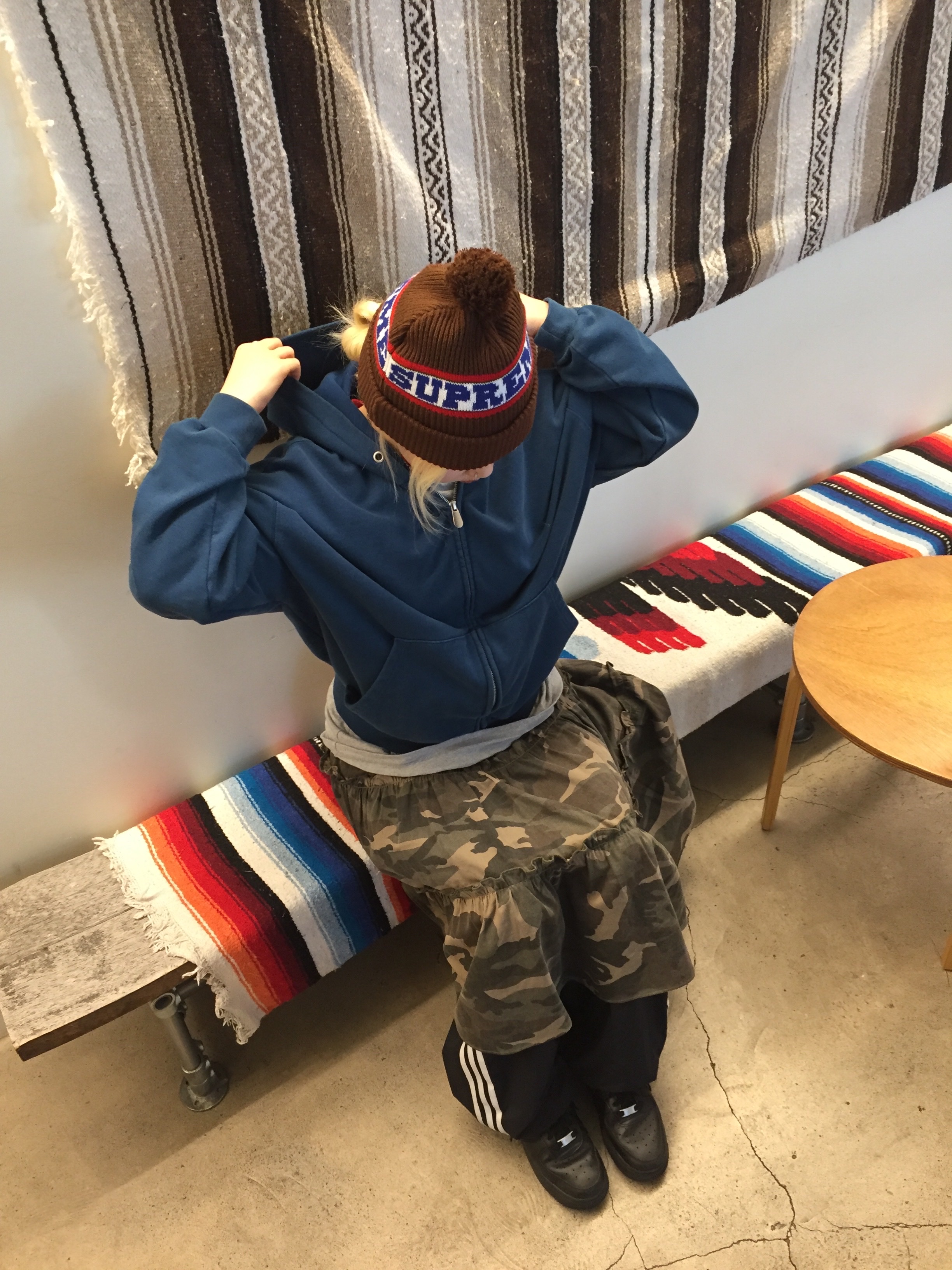 Supreme Big Stripe Beanie Brown - 24FW, (W) Hysteric Glamour On Skull Pick Necklace Silver 착용 스타일 - 2