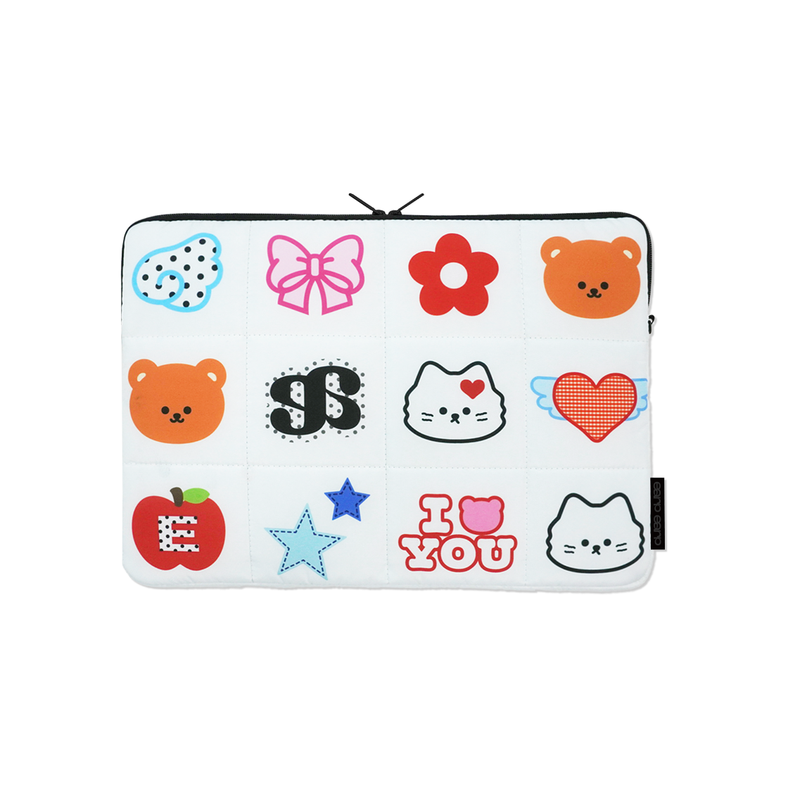 E2508_0108 earpearp Kitsch Retro White Laptop Pouch 15 Inch