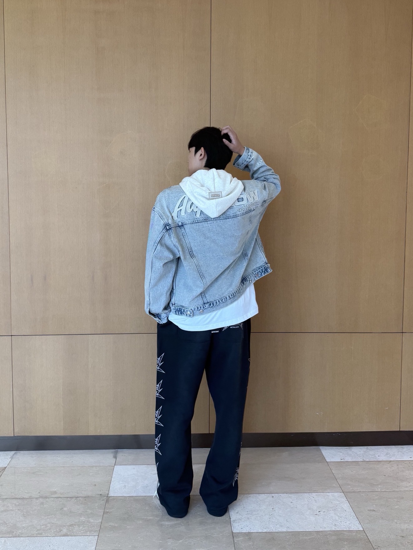 AAPE Now Light Weight Jacket Blue - 25SS 착용 스타일 - 10