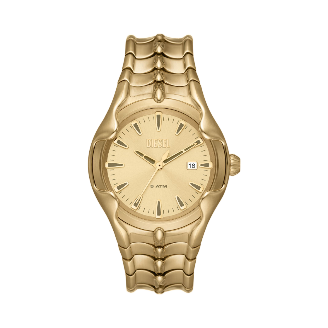 DZ218600QQQ-01 Diesel Vert Three-Hand Date Gold-Tone Stainless Steel Watch Gold