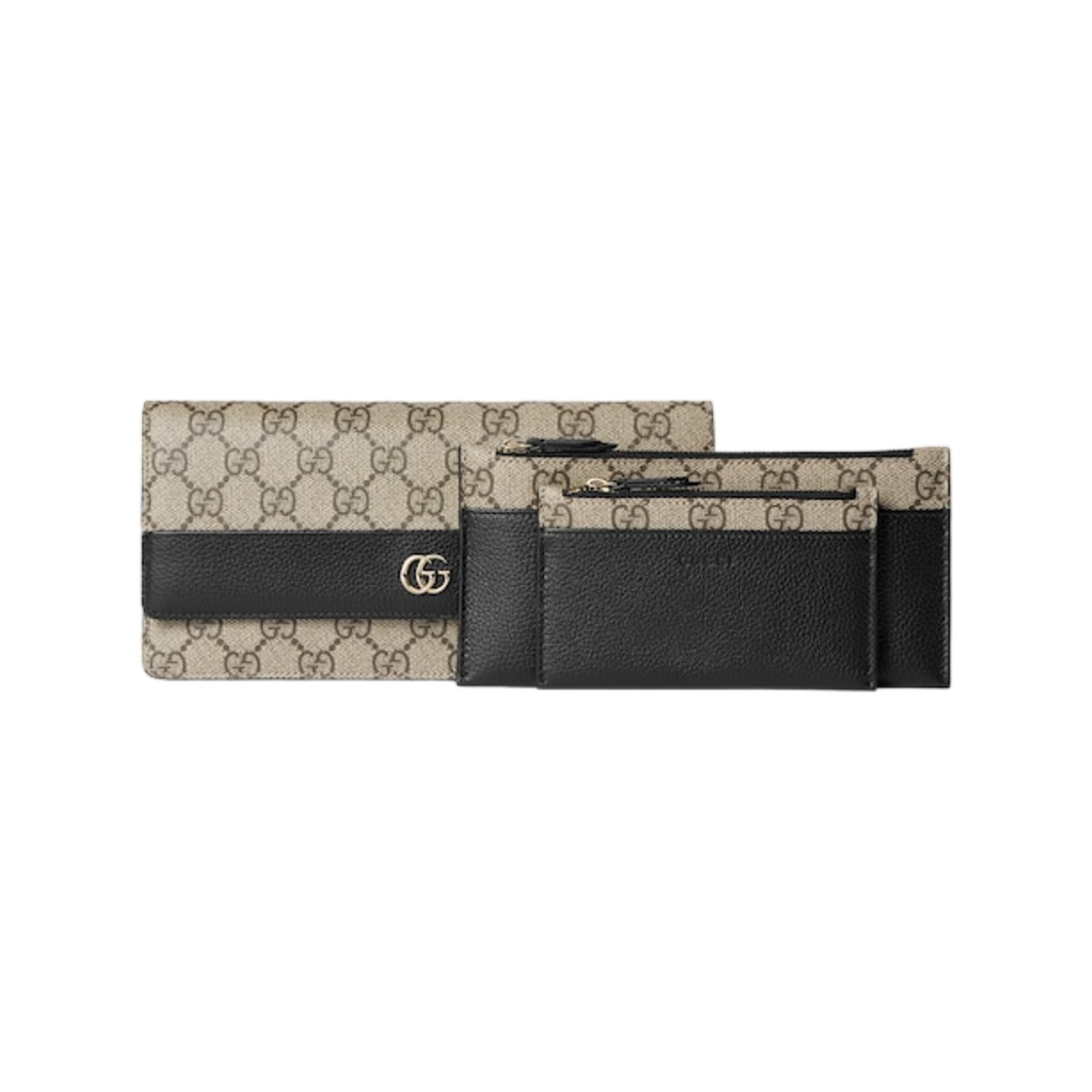 구찌 GG 마몽 월렛 블랙 베이지 다크 브라운(Gucci GG Marmont Wallet Black Beige Dark Brown) - 1