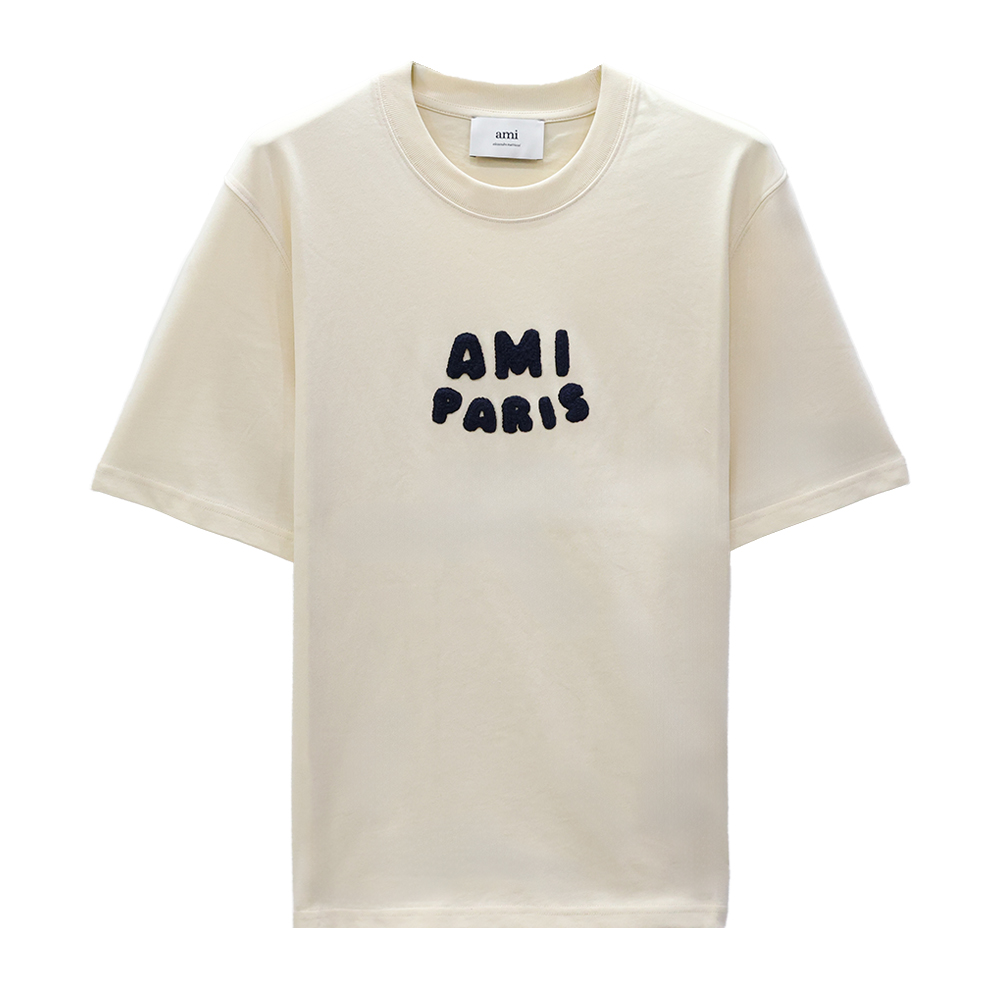 UTS075 726 136 [15%쿠폰]Ami Paris Logo Short Sleeve T-Shirt Beige
