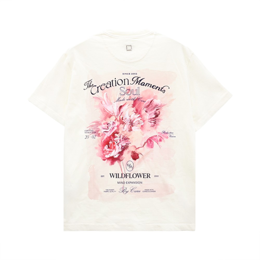 W251TS06761I [15%쿠폰]Wooyoungmi Flower Back Logo Short Sleeve T-Shirt Ivory