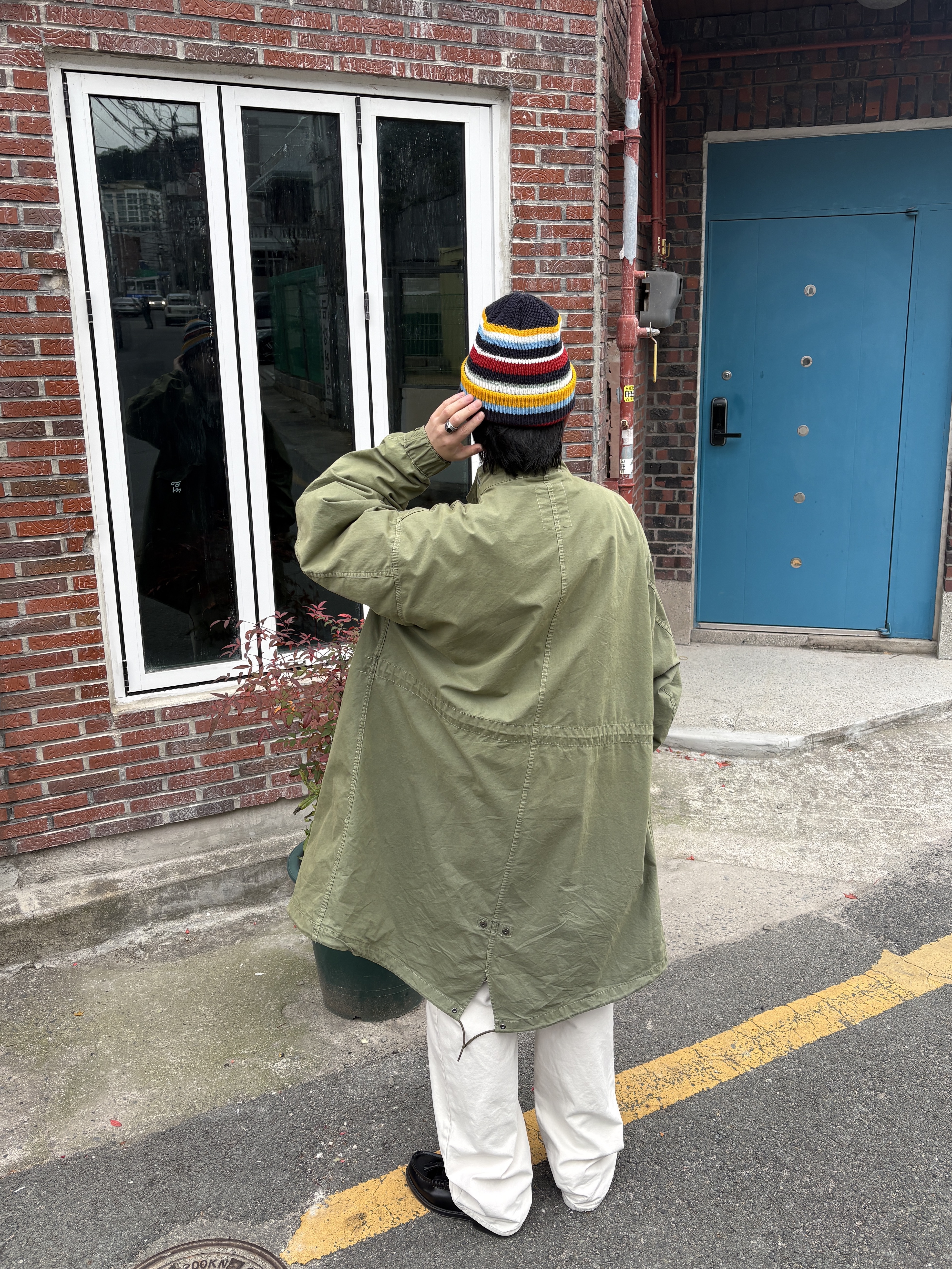 Freak's Store M-65 Liner Set Faded Olive, Stussy Denim Classic Jean Natural 착용 스타일 - 6