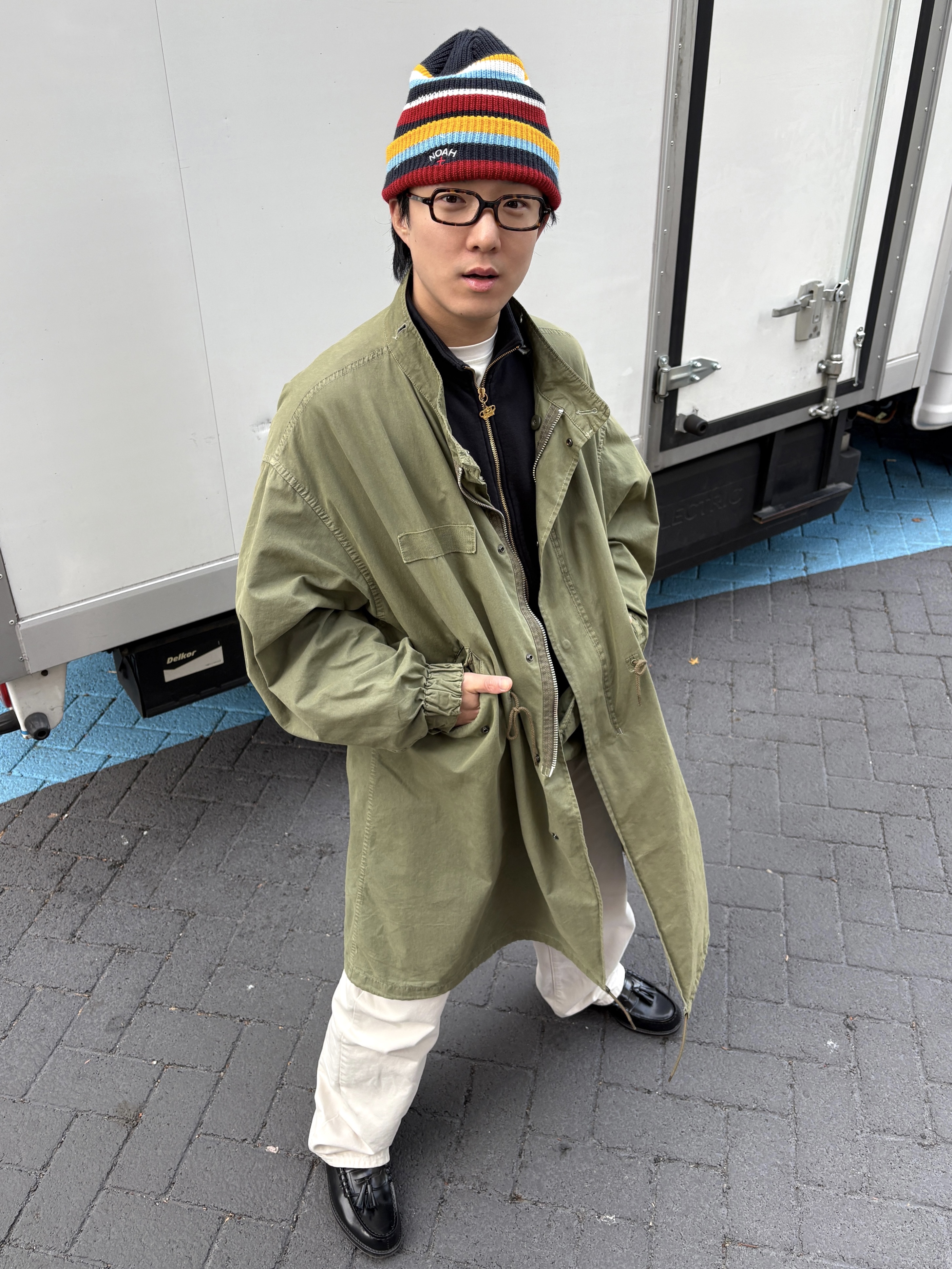 Freak's Store M-65 Liner Set Faded Olive, Stussy Denim Classic Jean Natural 착용 스타일 - 2