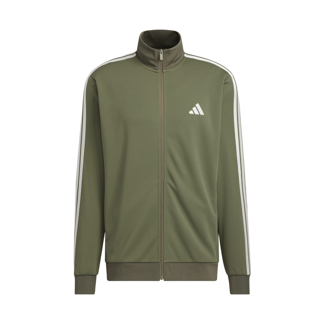 아디다스 3S 레귤러 핏 더블 니트 트랙 탑 올리브 스트라타 - KR 사이즈(Adidas 3S Regular Fit Double Knit Track Top Olive Strata - KR Sizing)