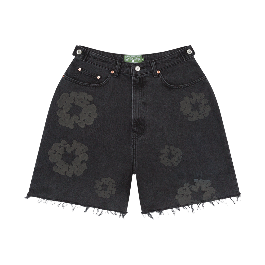 - Denim Tears Mono Cotton Wreath Denim Shorts Black