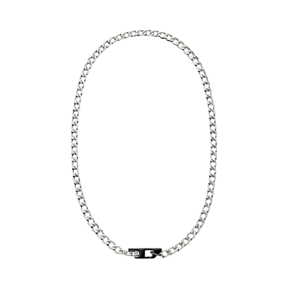 DX163600DJW-01 Diesel Two-Tone Stainless Steel Chain Necklace Silver Black